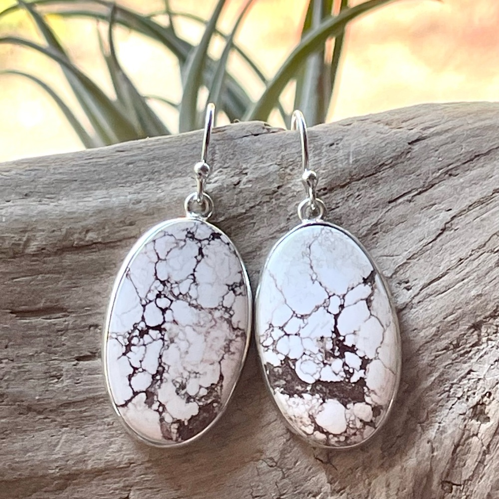 Natural Wild Horse Jasper Sterling Silver Earrings